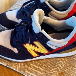 New Balance Womens Sneakers in Navy, Red, and Yellow Size 6